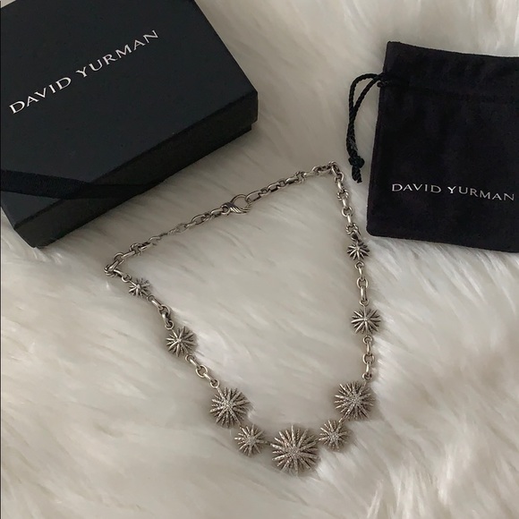 {David Yurman} Retired Starburst Diamond Necklace - Picture 2 of 8
